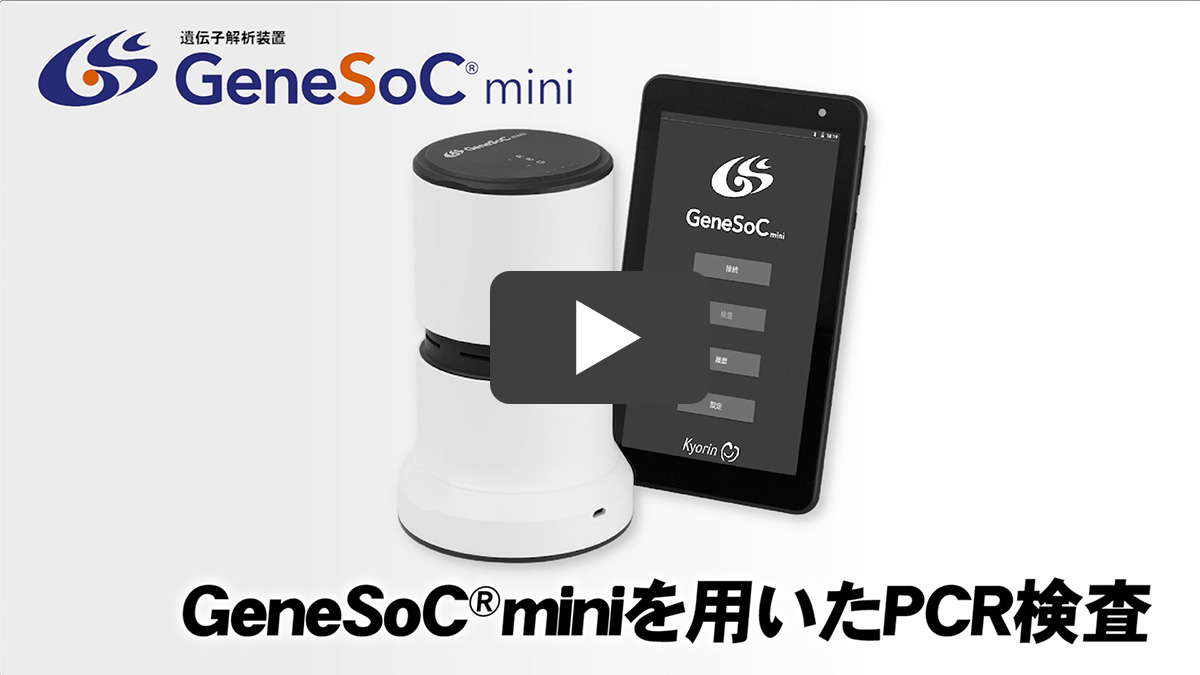 説明動画　遺伝子解析装置 GeneSoC®mini を使ったPCR検査の説明　Youtube動画へ